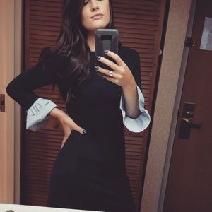 Long Sleeve Navy Midi Dress